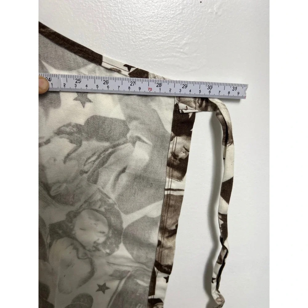 Vintage Hollywood Movie Star Collage Print Bib Apron Brown White Stars‎ Pocket